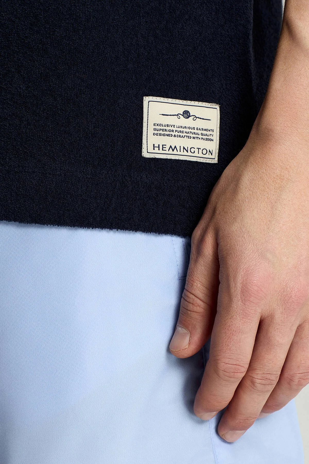 Hemington - Saf Pamuk Havlu Kumaş Lacivert Polo Yaka T-Shirt (3)