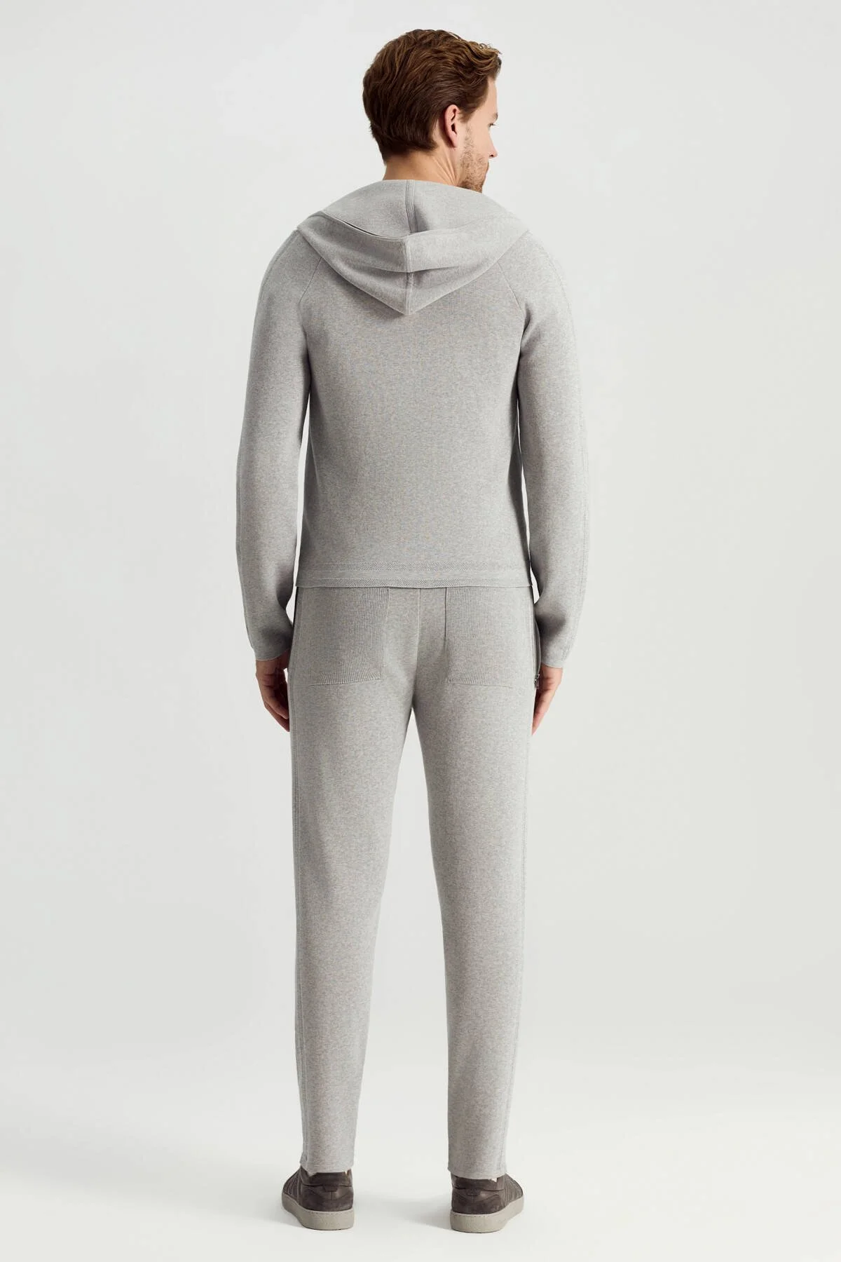 Hemington - Saf Pamuk Kapüşonlu Slim Fit Açık Gri Hırka (5)