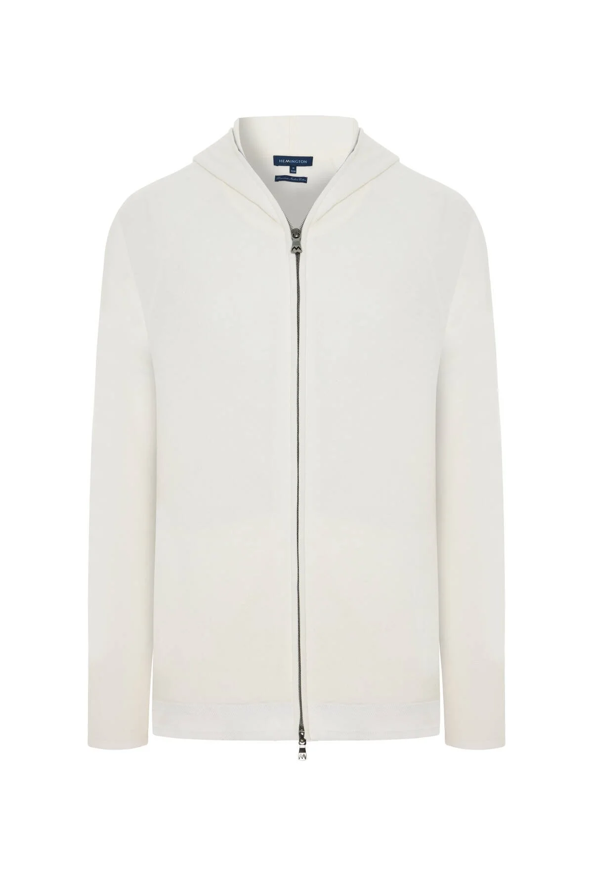 Hemington - Saf Pamuk Kapüşonlu Slim Fit Beyaz Hırka (6)