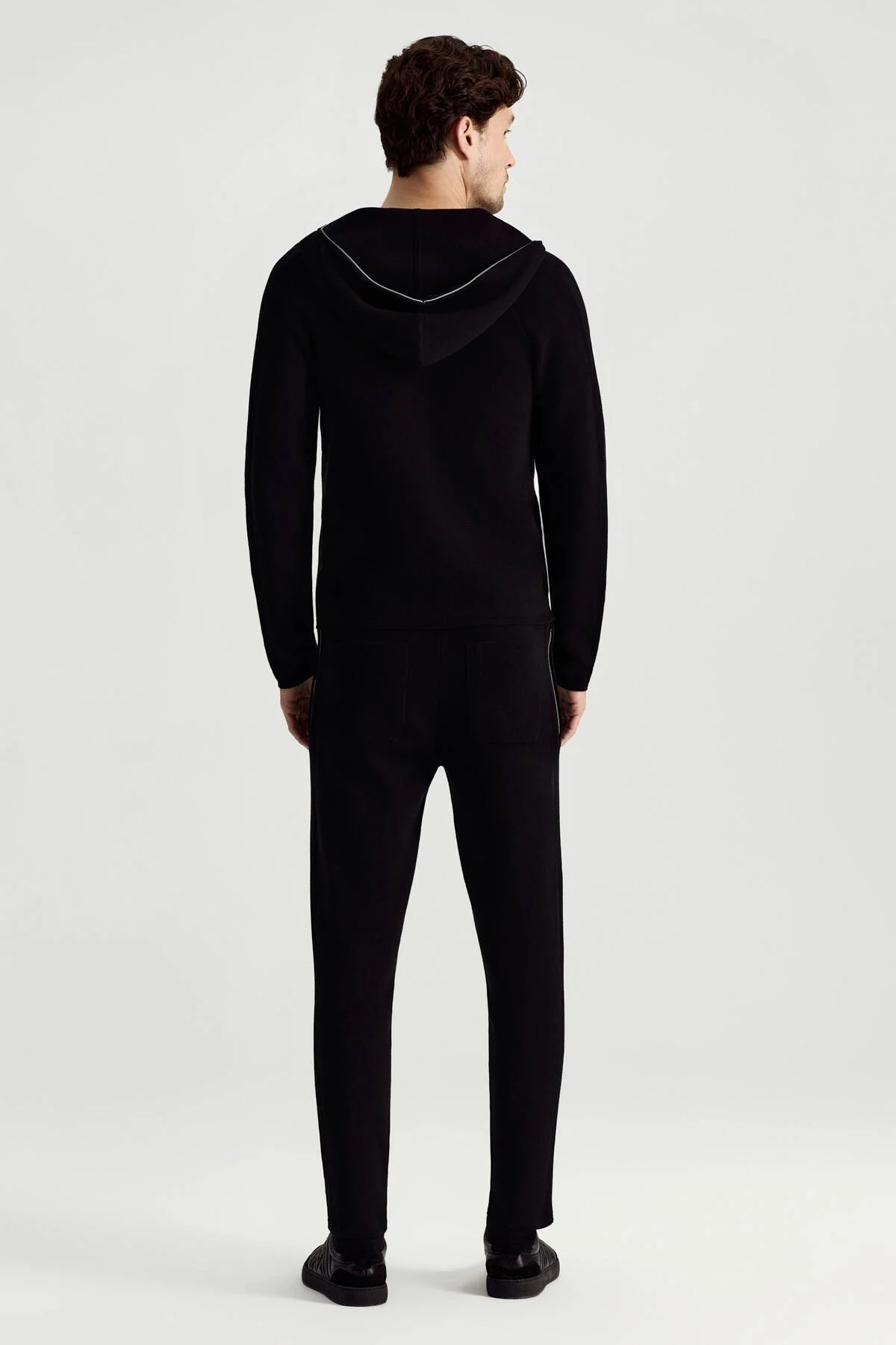 Hemington - Saf Pamuk Kapüşonlu Slim Fit Siyah Hırka (5)