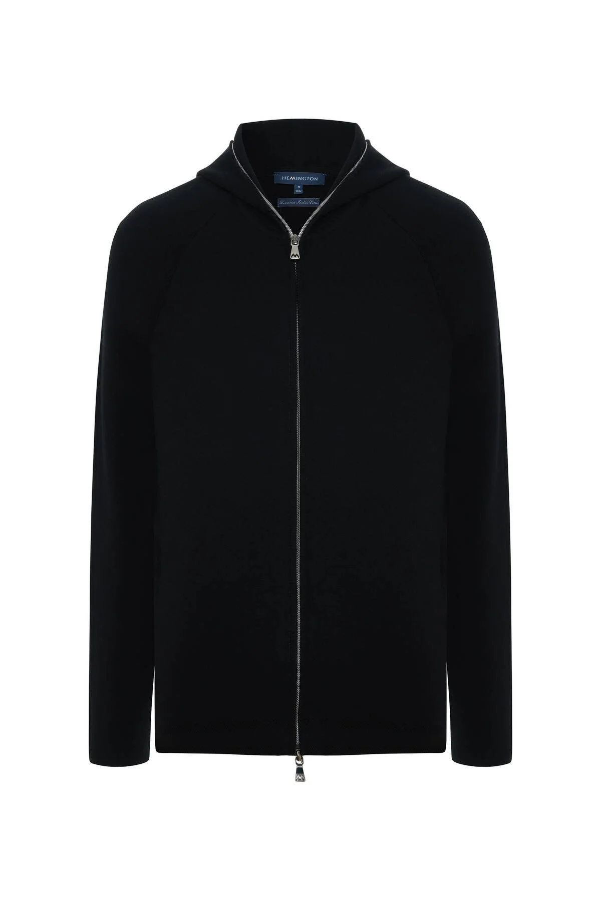 Hemington - Saf Pamuk Kapüşonlu Slim Fit Siyah Hırka (6)