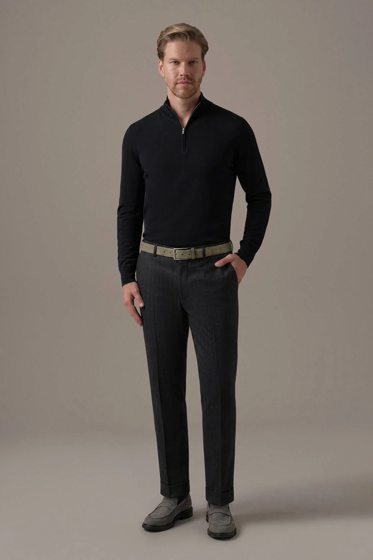 Hemington - Saf Yün Antrasit Chino Jogger Pantolon (2)