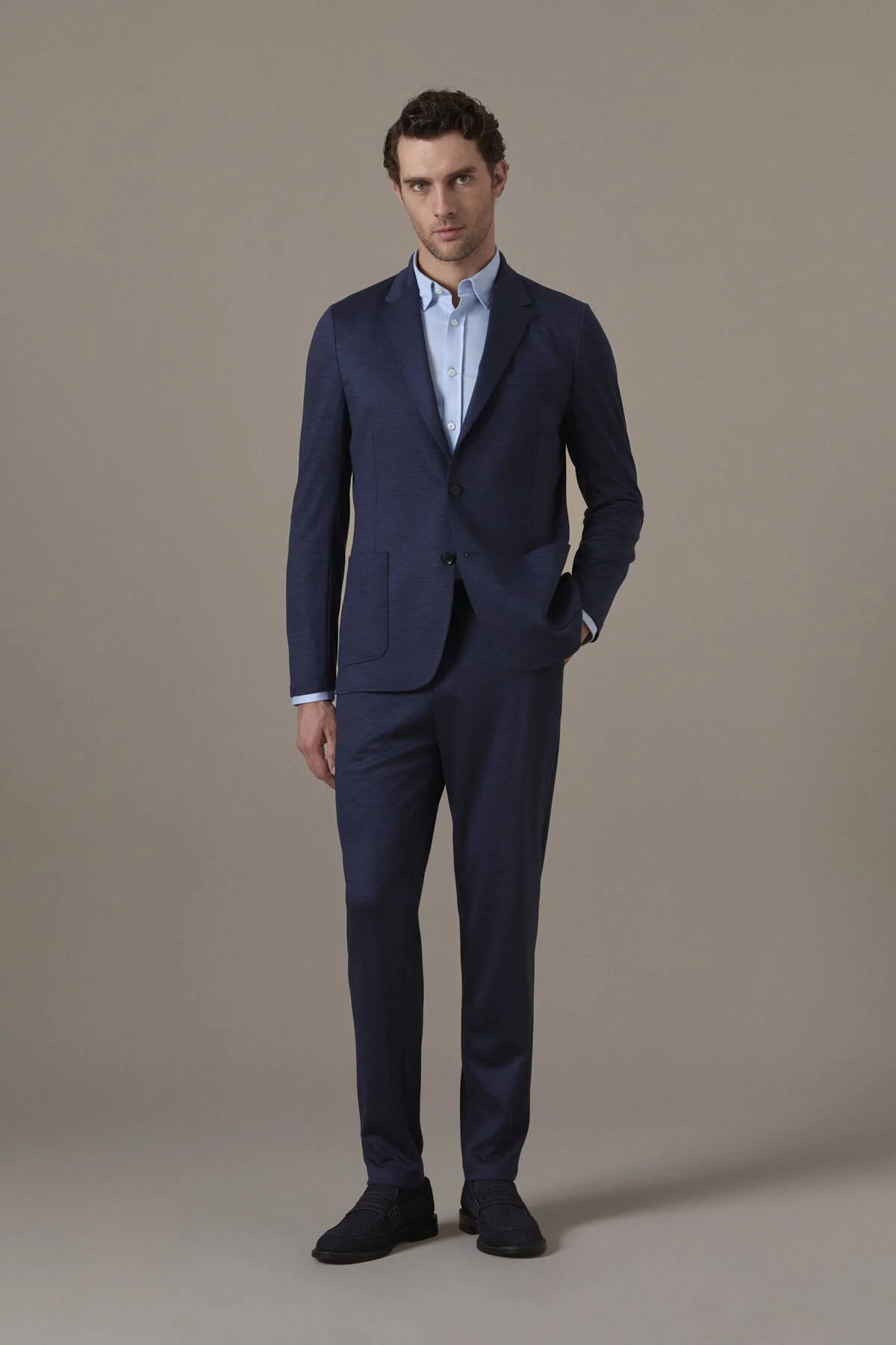 Hemington - Saf Yün Lacivert Örme Blazer Ceket (2)