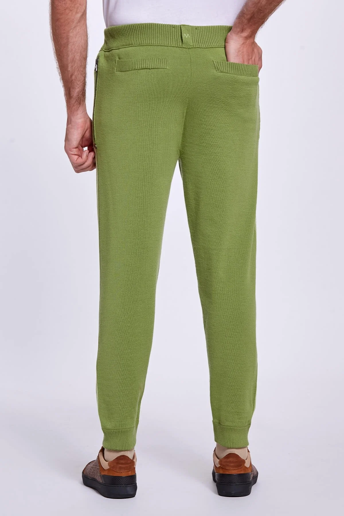 Hemington - Şerit Detaylı Yeşil Merino Yün Spor Triko Pantolon (4)