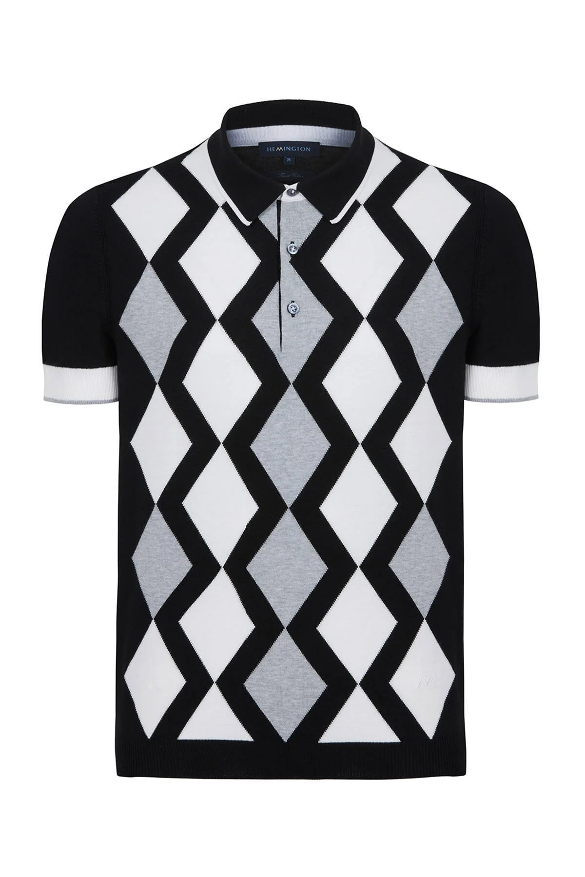Hemington - Siyah Beyaz Argyle Desen Triko Polo (6)