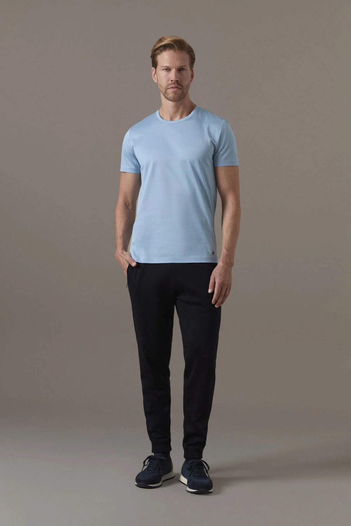 Hemington - Superfine Pamuk Bisiklet Yaka Açık Mavi Basic T-Shirt (2)