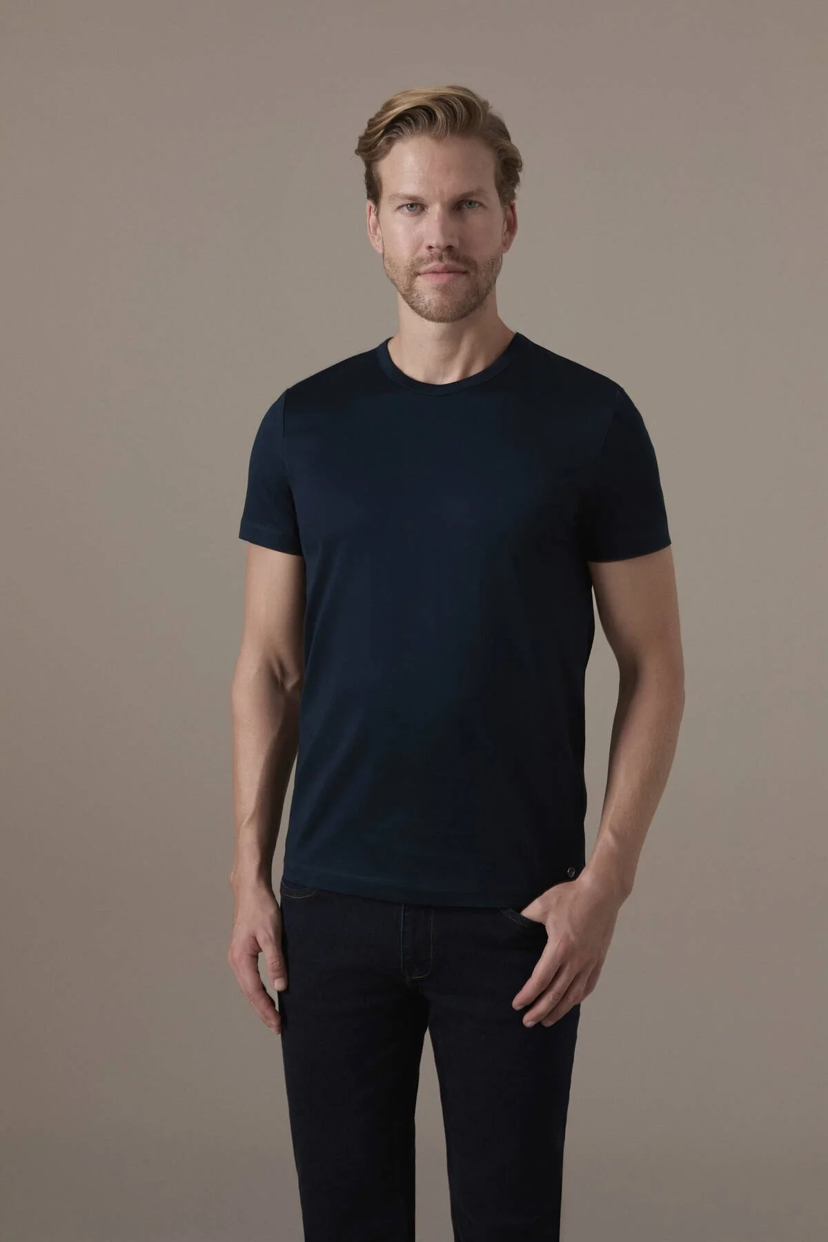 Hemington - Superfine Pamuk Bisiklet Yaka Lacivert Basic T-Shirt (1)
