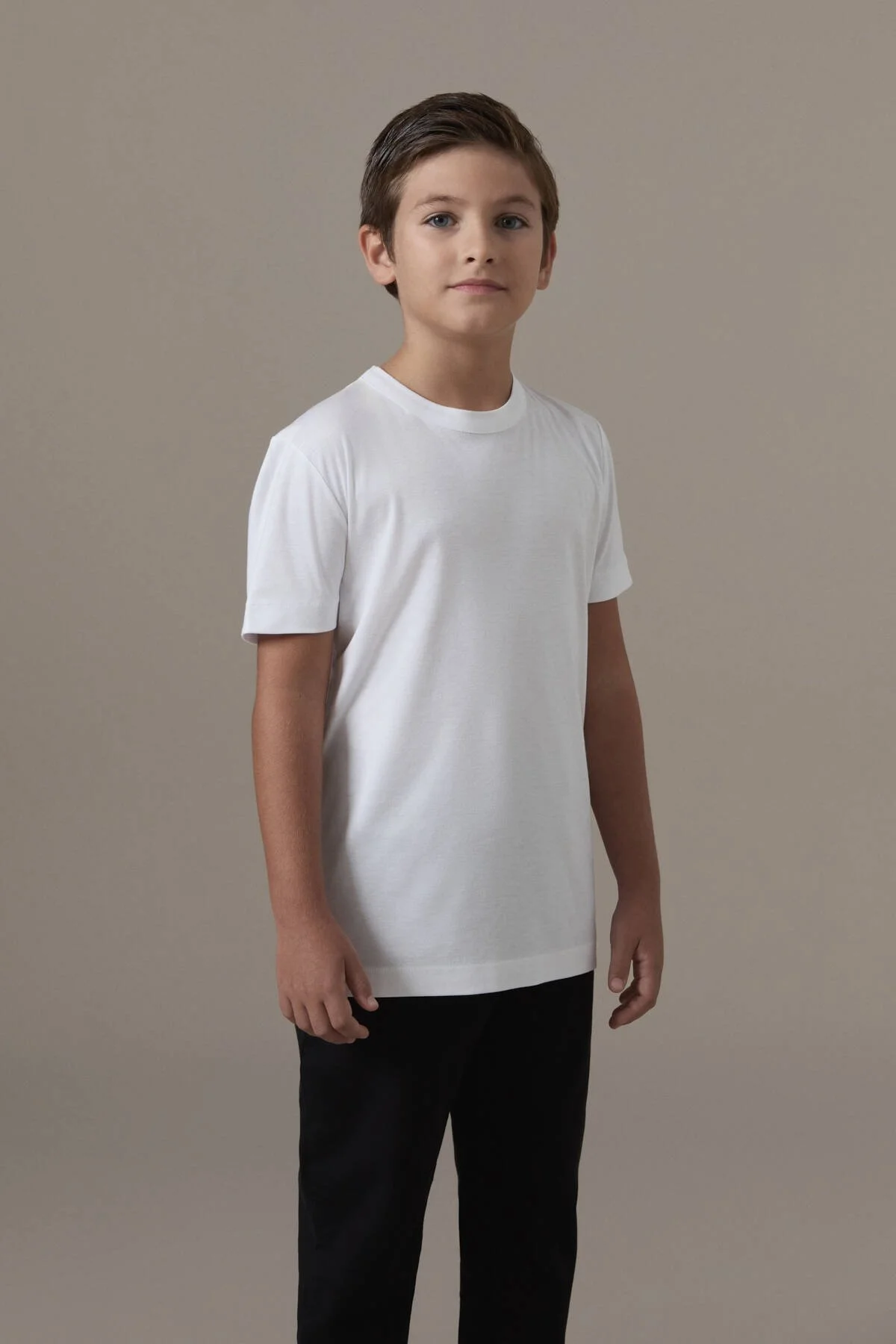 Hemington - Supima Pamuk Bisiklet Yaka Tencel Beyaz Çocuk T-Shirt (1)