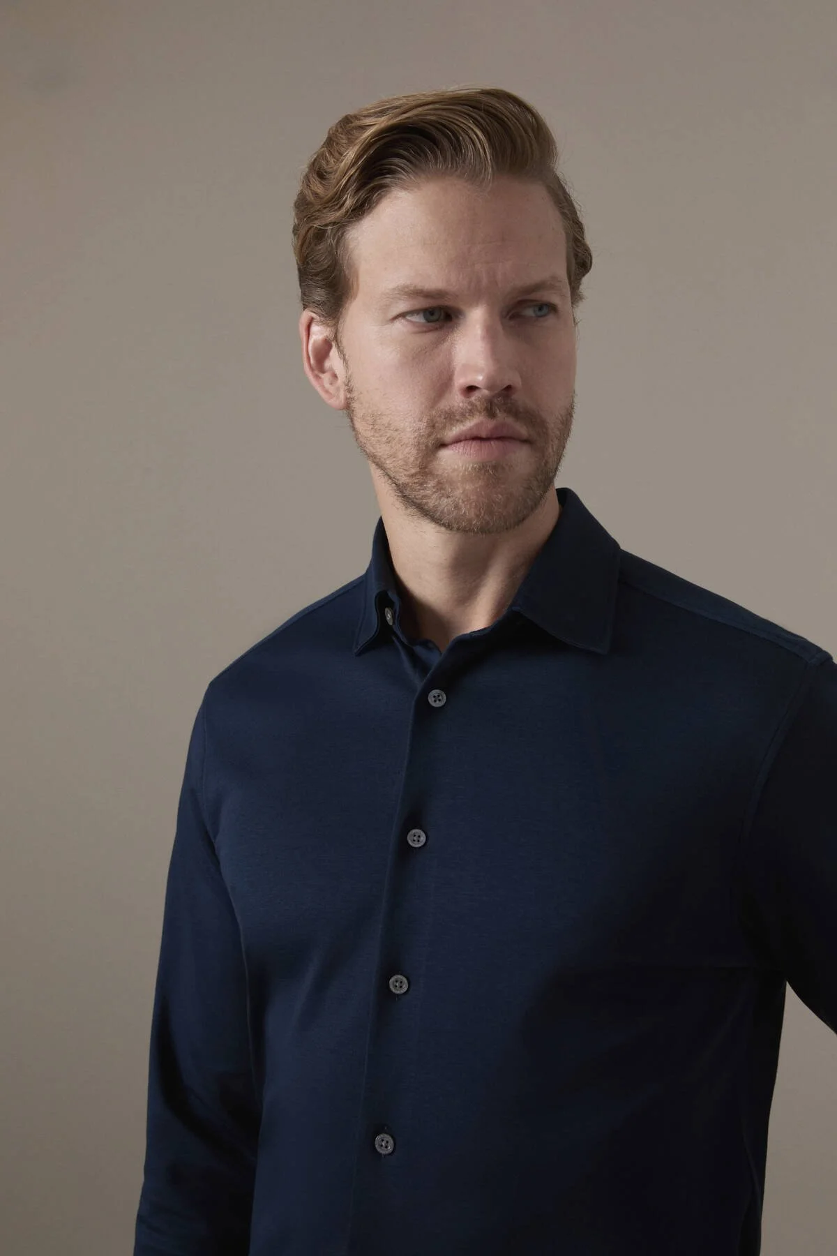 Hemington - Supima Pamuk Gizli Düğme Lacivert Business Gömlek (4)