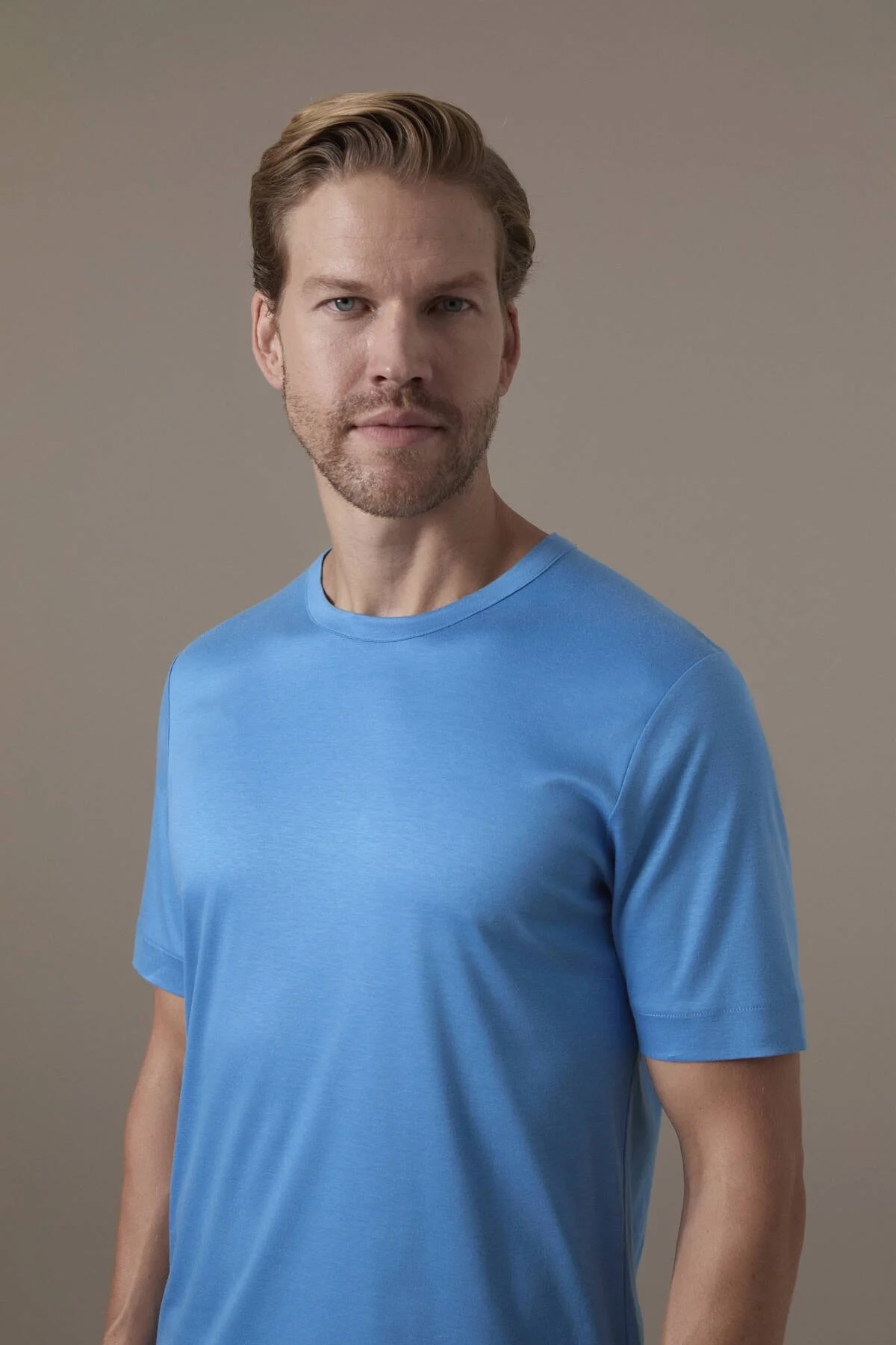 Hemington - Supima Pamuk Bisiklet Yaka Tencel Mavi T-Shirt (1)