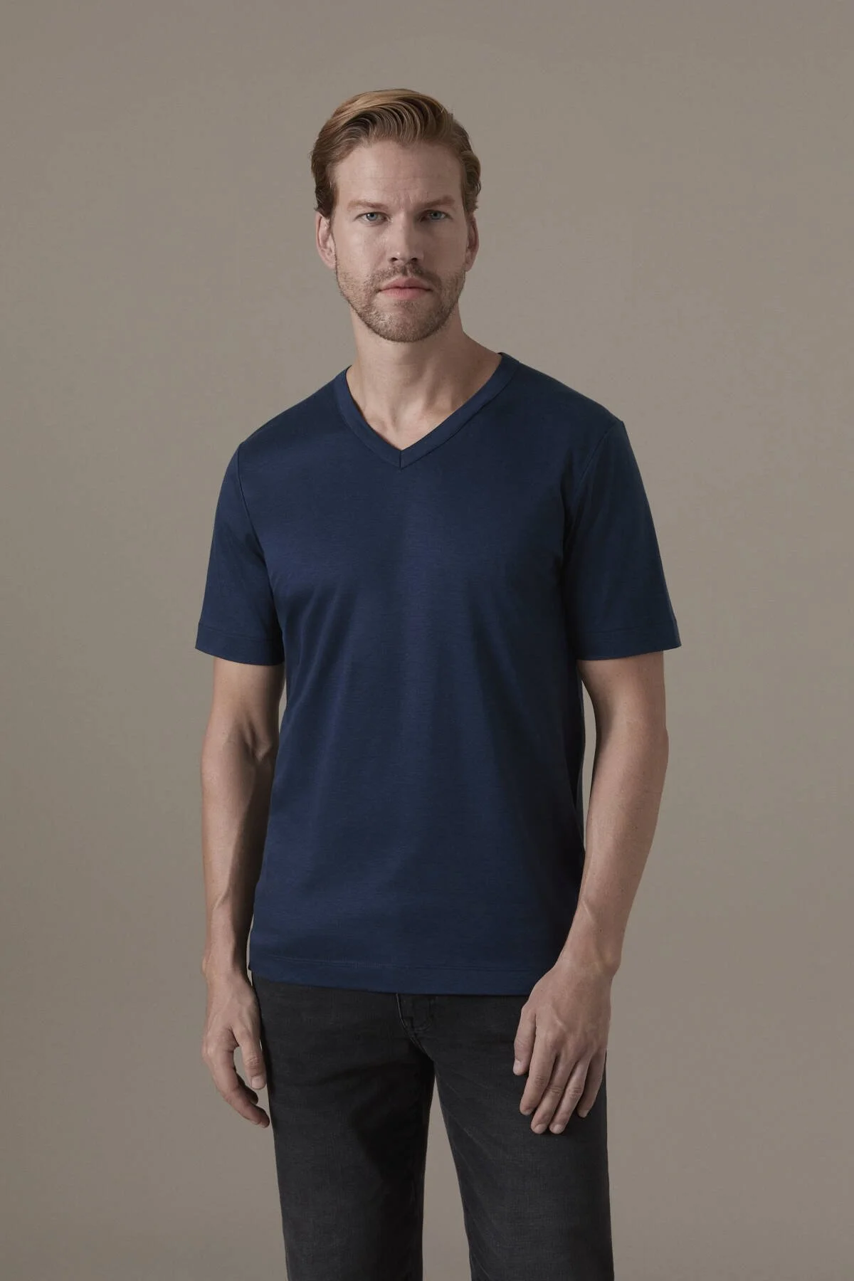 Hemington - Supima Pamuk V Yaka Tencel Lacivert T-Shirt (1)
