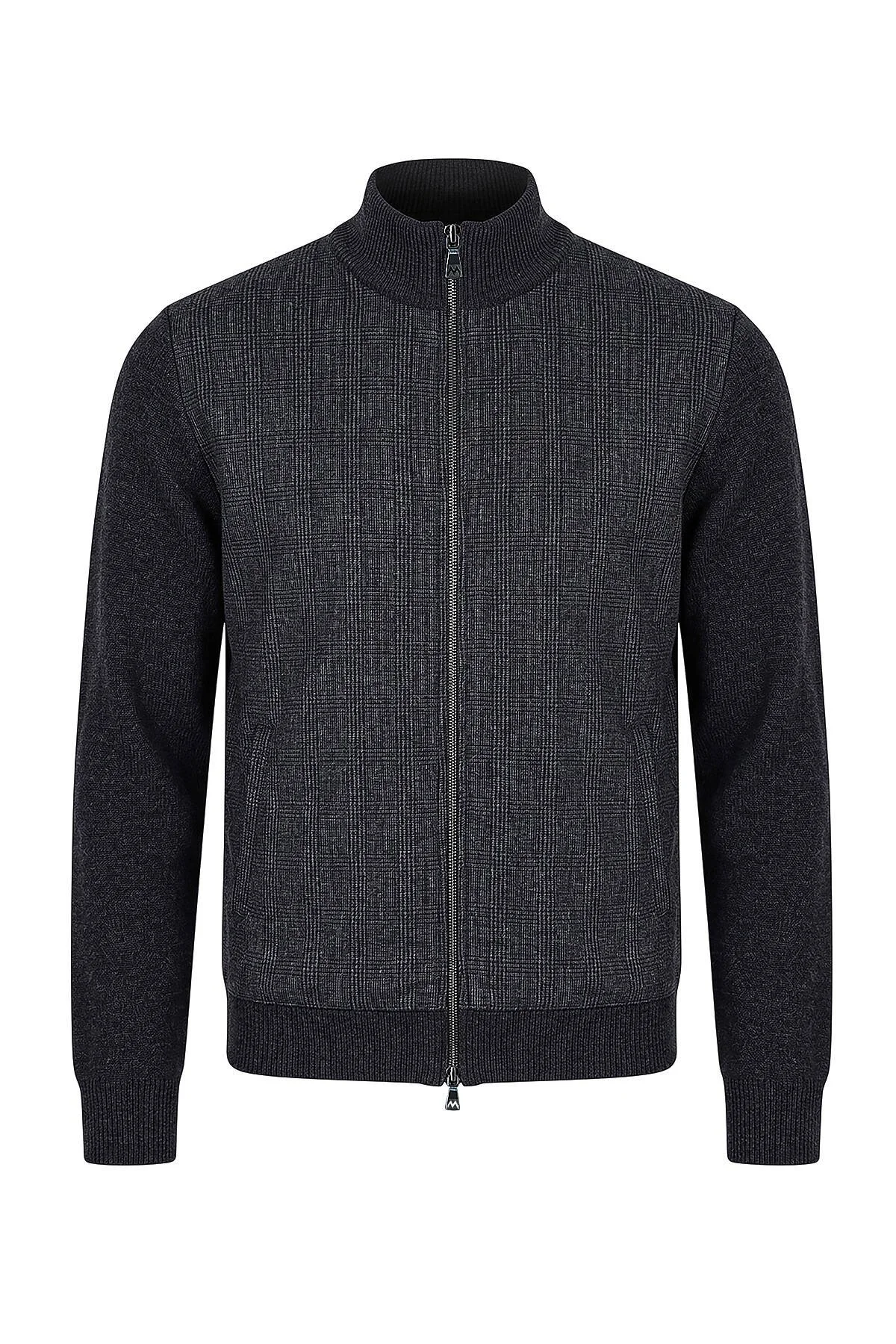 Hemington - Tartan Desen Kumaşlı Antrasit Tailored Triko Ceket (6)