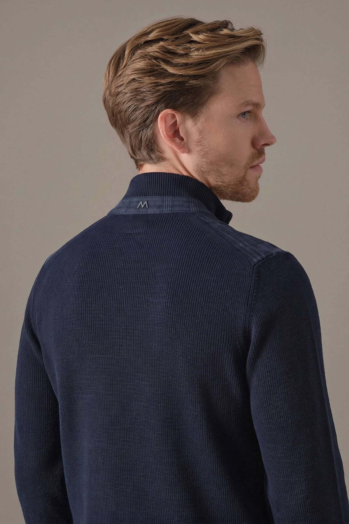 Hemington - Tartan Desen Kumaşlı Lacivert Tailored Triko Ceket (3)