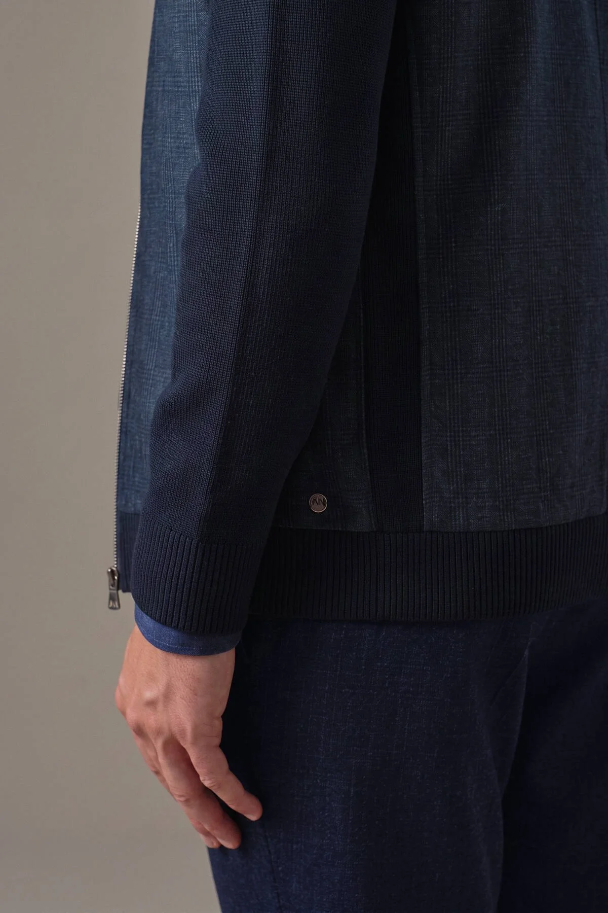 Hemington - Tartan Desen Kumaşlı Lacivert Tailored Triko Ceket (4)