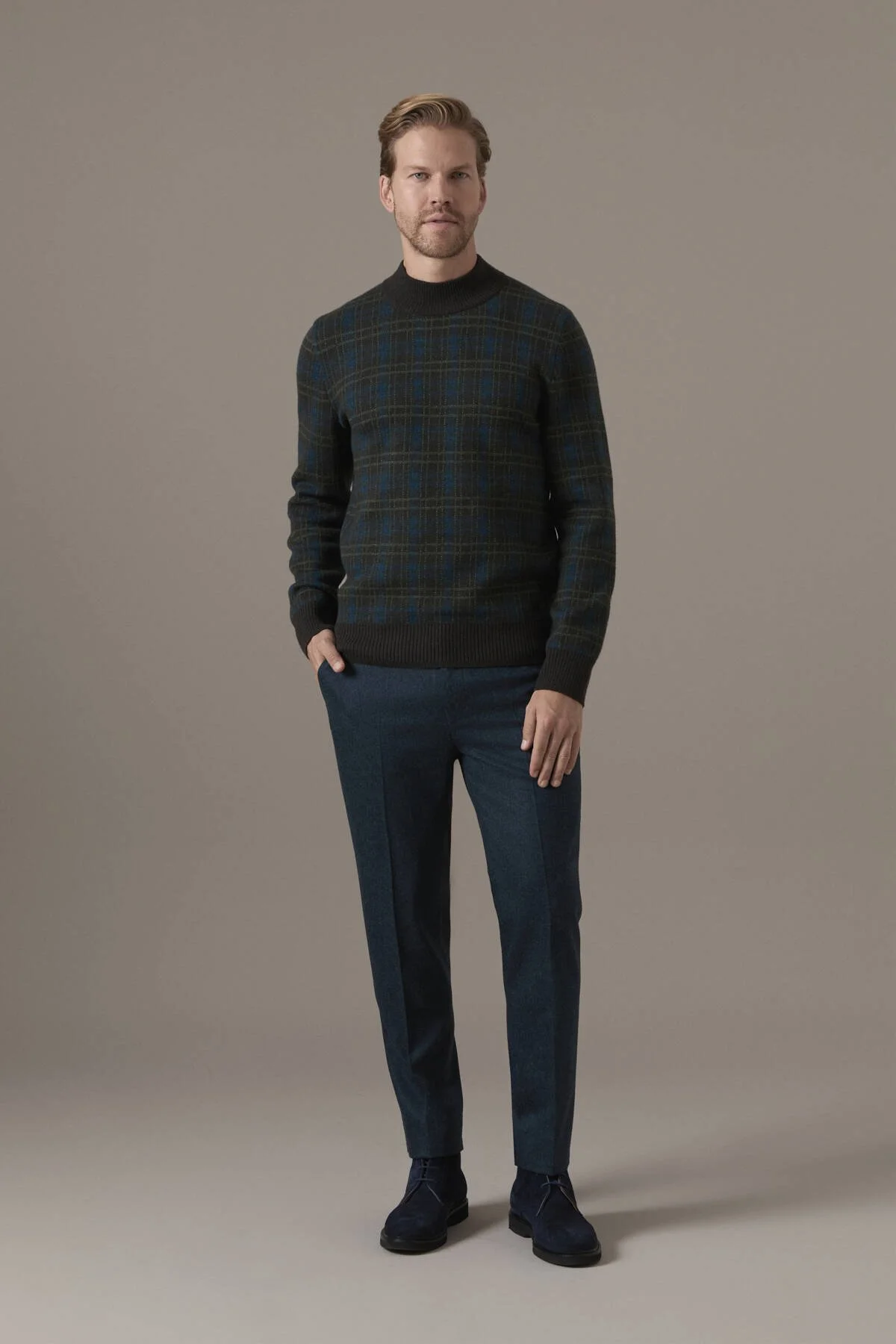 Hemington - Tartan Desen Lupetto Yaka Kahverengi Kazak (2)
