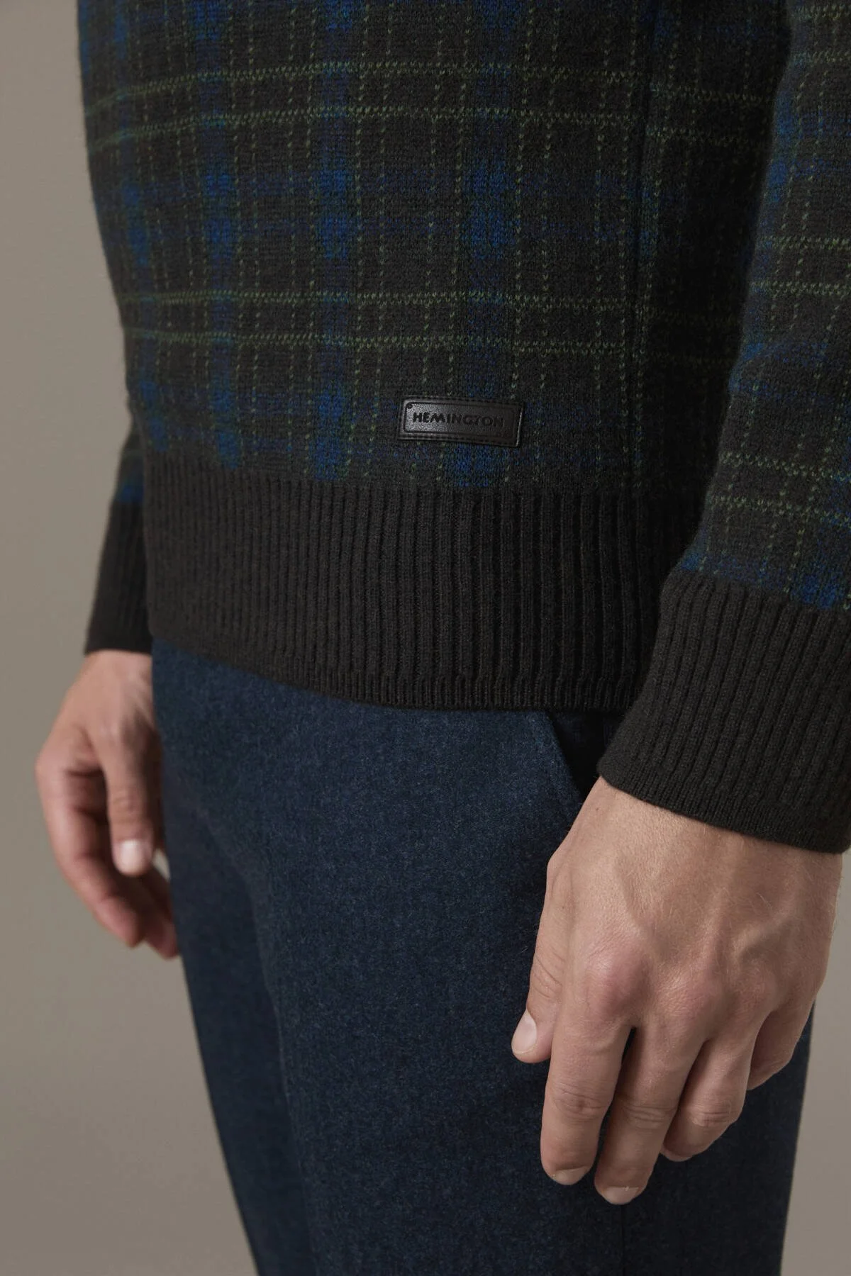 Hemington - Tartan Desen Lupetto Yaka Kahverengi Kazak (4)