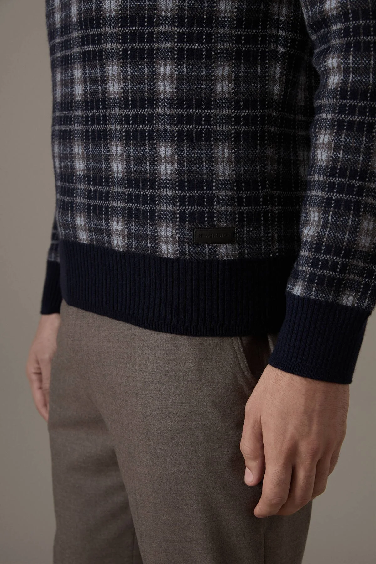 Hemington - Tartan Desen Lupetto Yaka Lacivert Kazak (4)