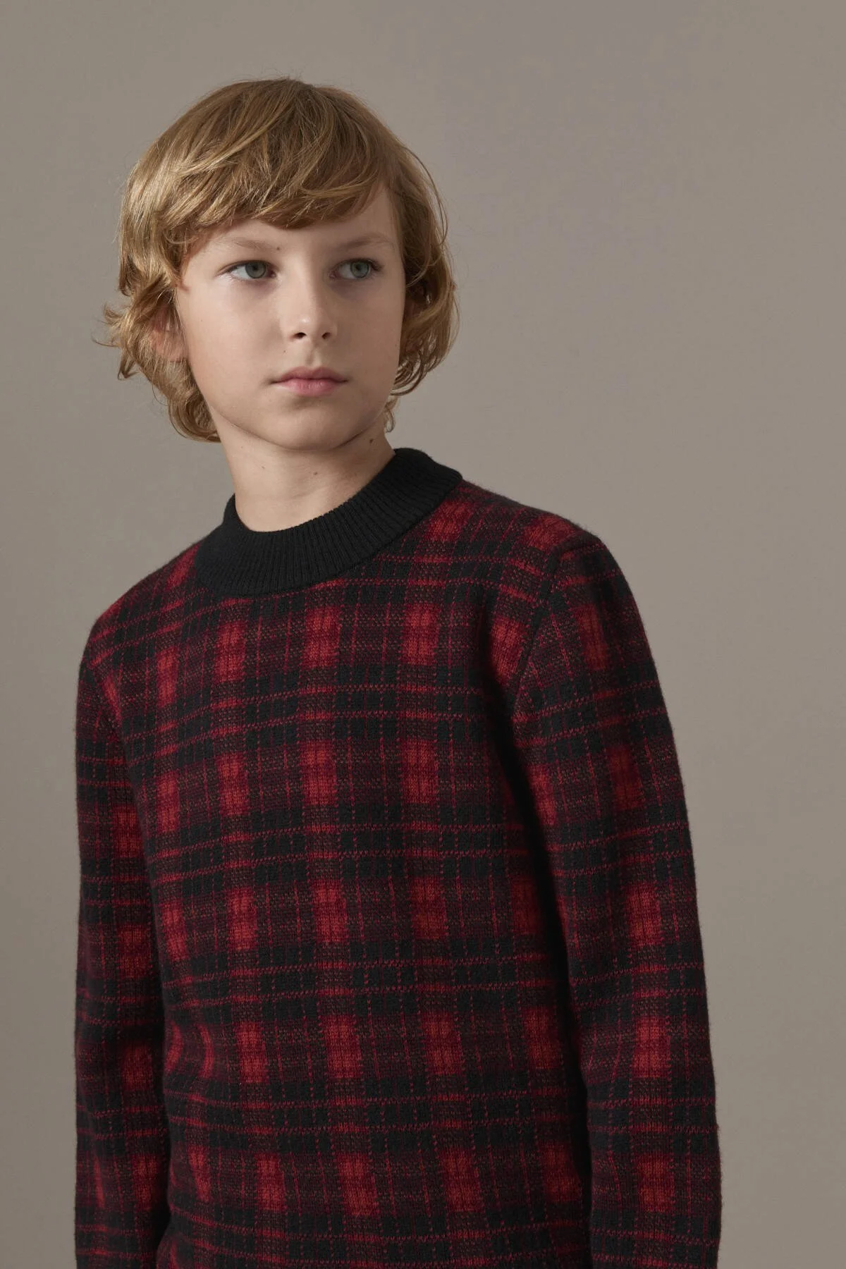 Hemington - Tartan Desen Lupetto Yaka Siyah Çocuk Kazak (4)