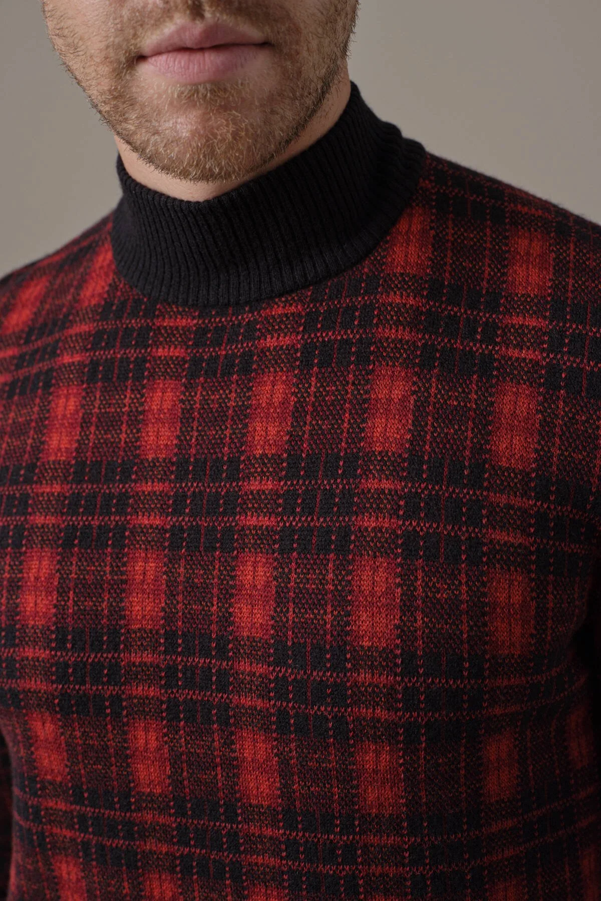 Hemington - Tartan Desen Lupetto Yaka Siyah Kazak (3)
