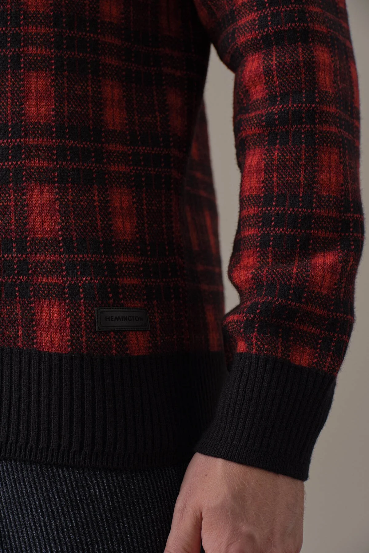 Hemington - Tartan Desen Lupetto Yaka Siyah Kazak (4)