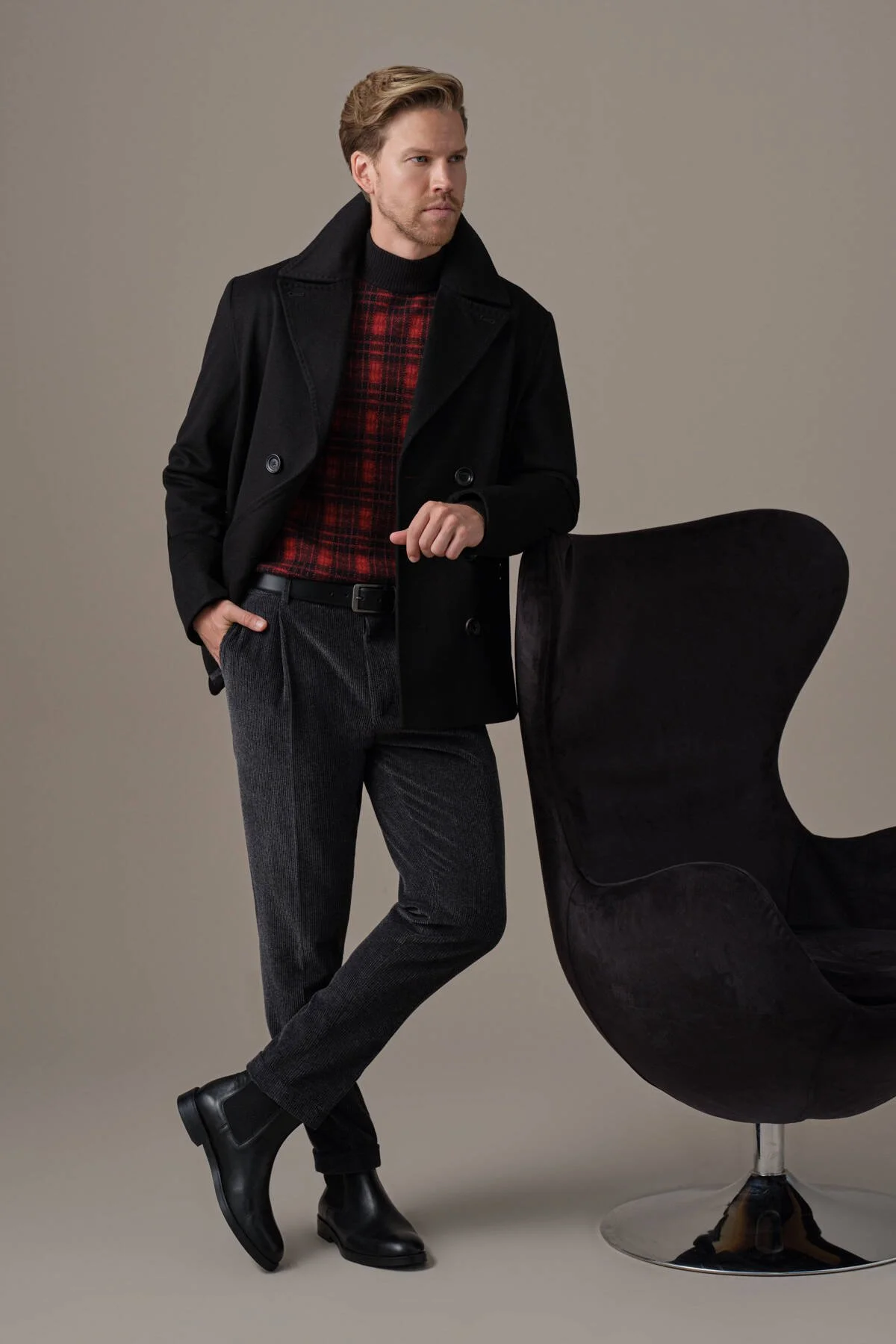 Hemington - Tartan Desen Lupetto Yaka Siyah Kazak (2)