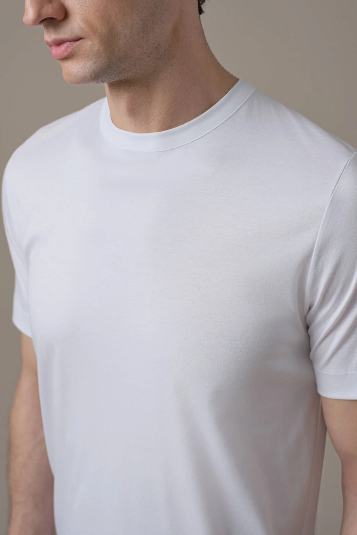Hemington - Supima Pamuk Bisiklet Yaka Tencel Beyaz T-Shirt (4)