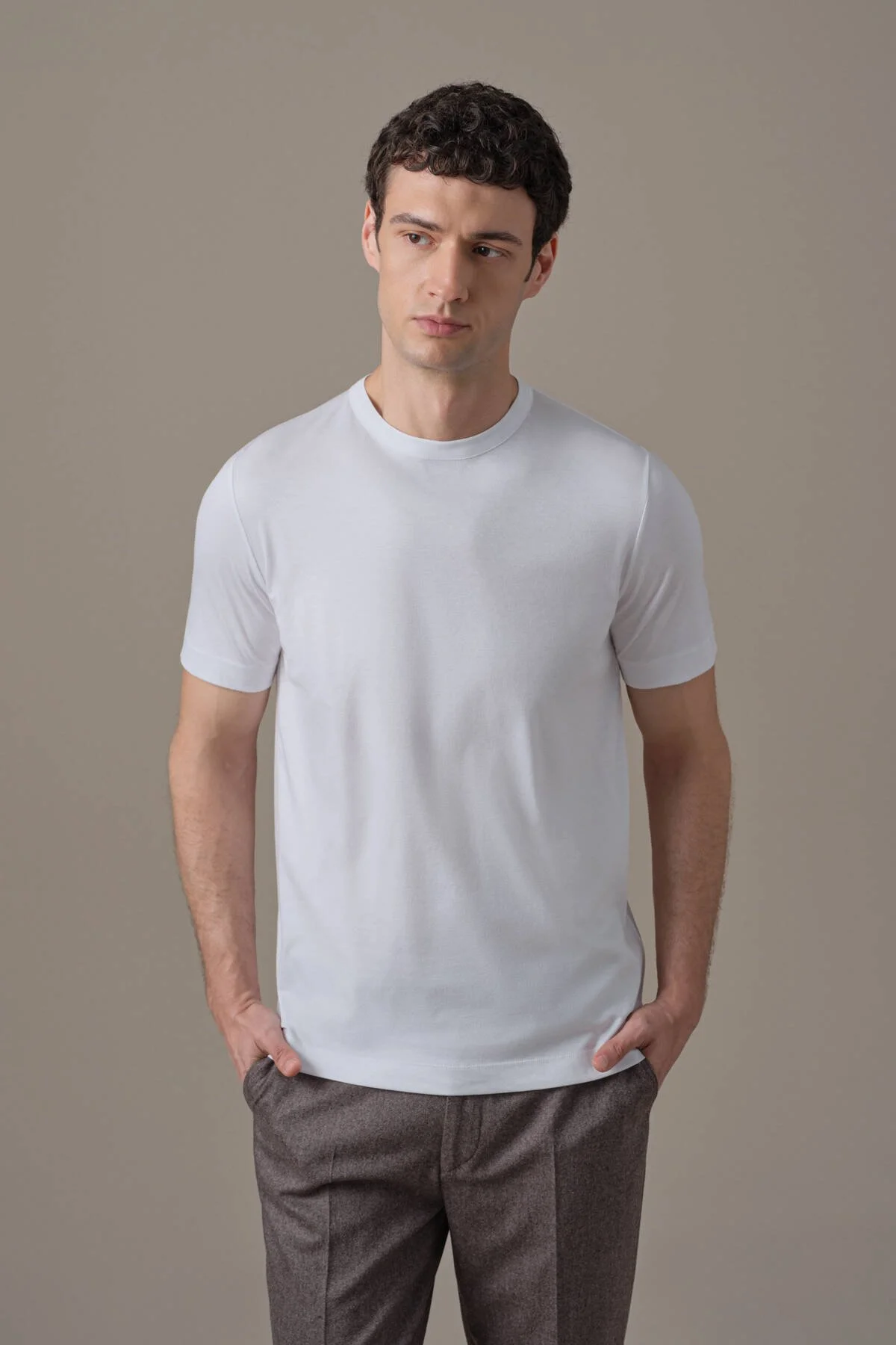 Hemington - Supima Pamuk Bisiklet Yaka Tencel Beyaz T-Shirt (1)