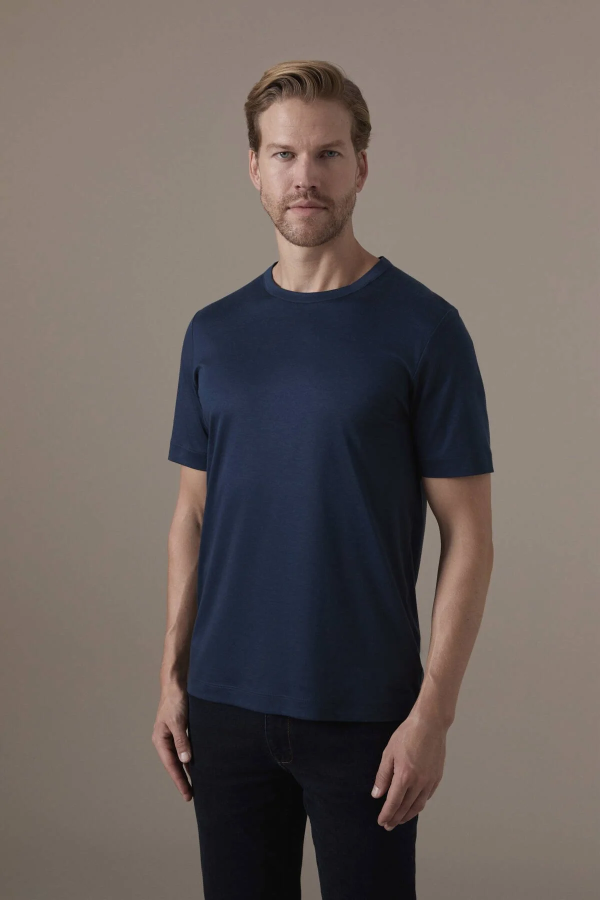 Hemington - Supima Pamuk Bisiklet Yaka Tencel Lacivert T-Shirt (1)