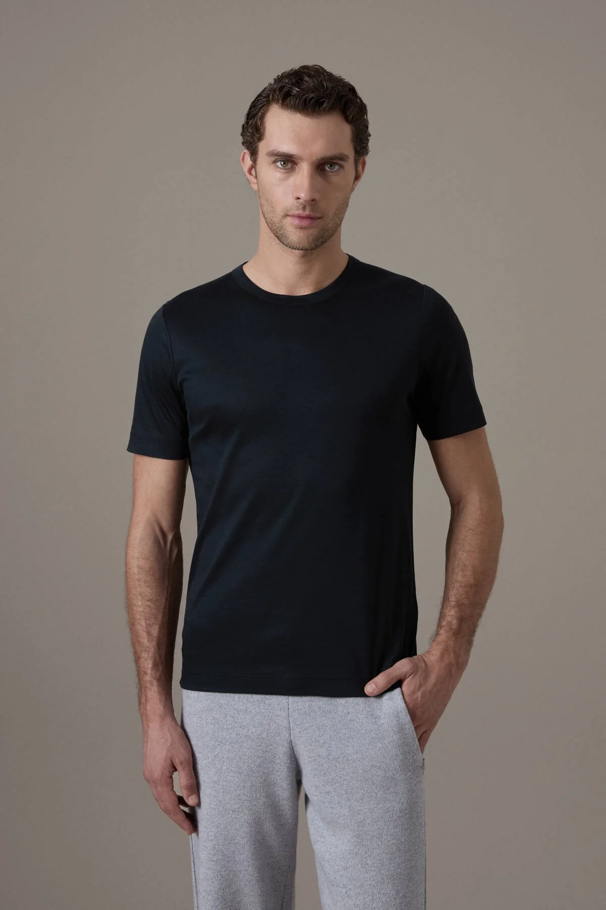 Hemington - Supima Pamuk Bisiklet Yaka Tencel Siyah T-Shirt (1)