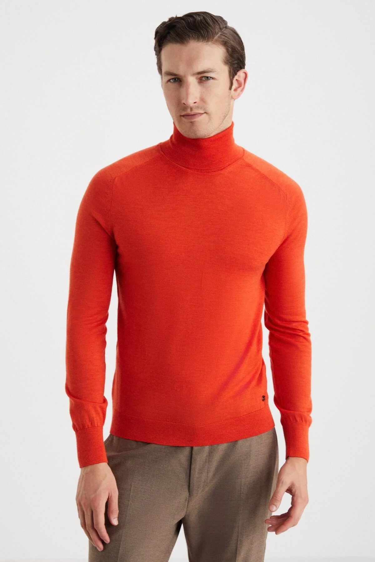 Hemington - Turuncu Boğazlı Slim Fit Merino Yün Triko (1)