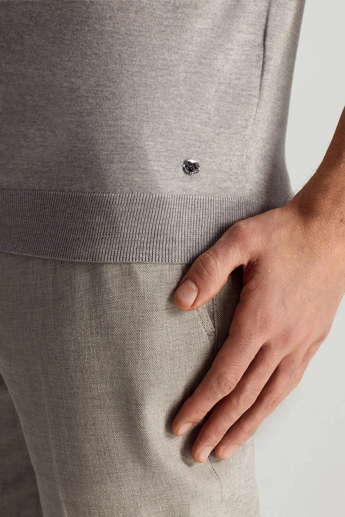 Hemington - Ultrafine Merino Yünü Açık Gri Triko Polo (4)