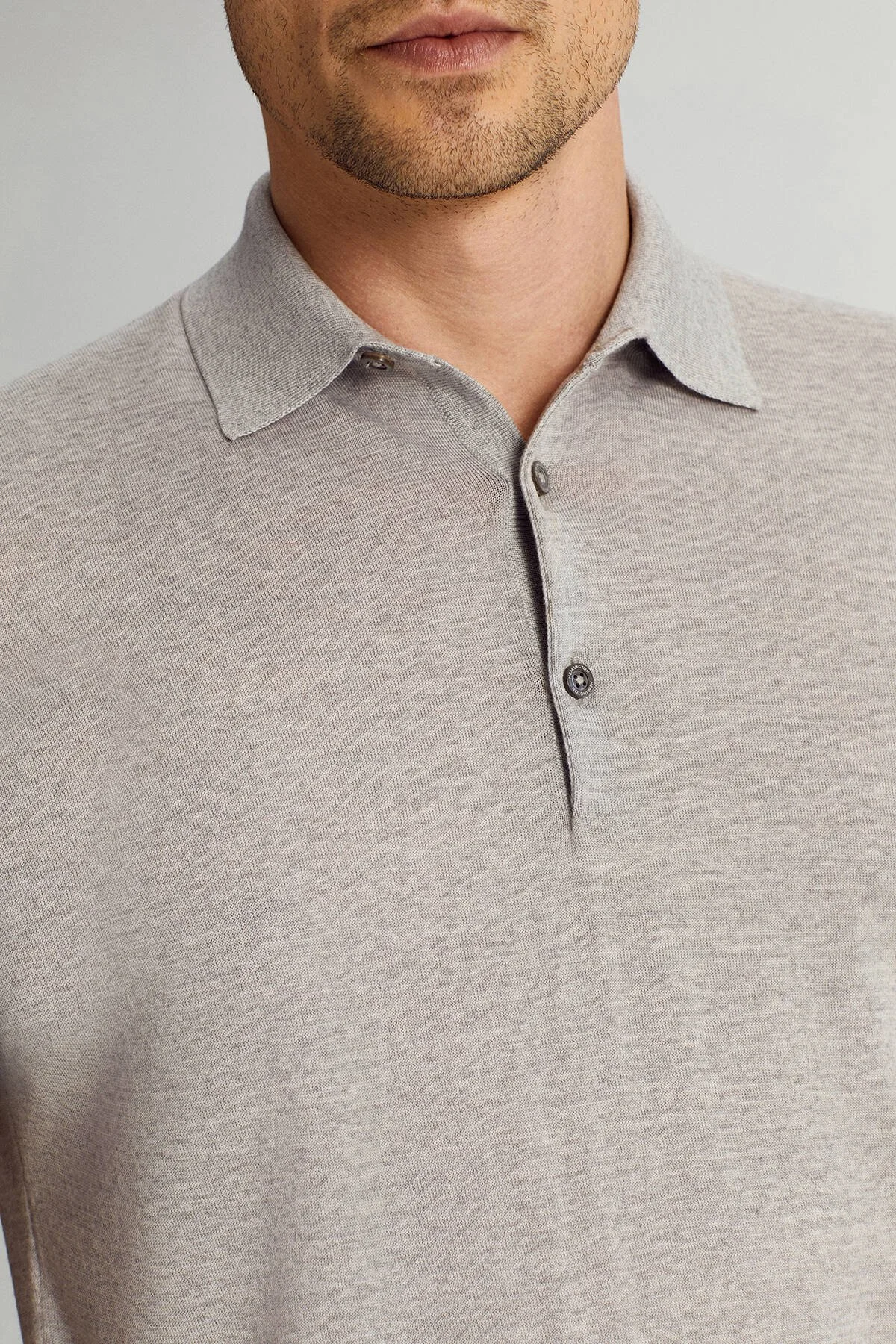 Hemington - Ultrafine Merino Yünü Açık Gri Triko Polo (3)