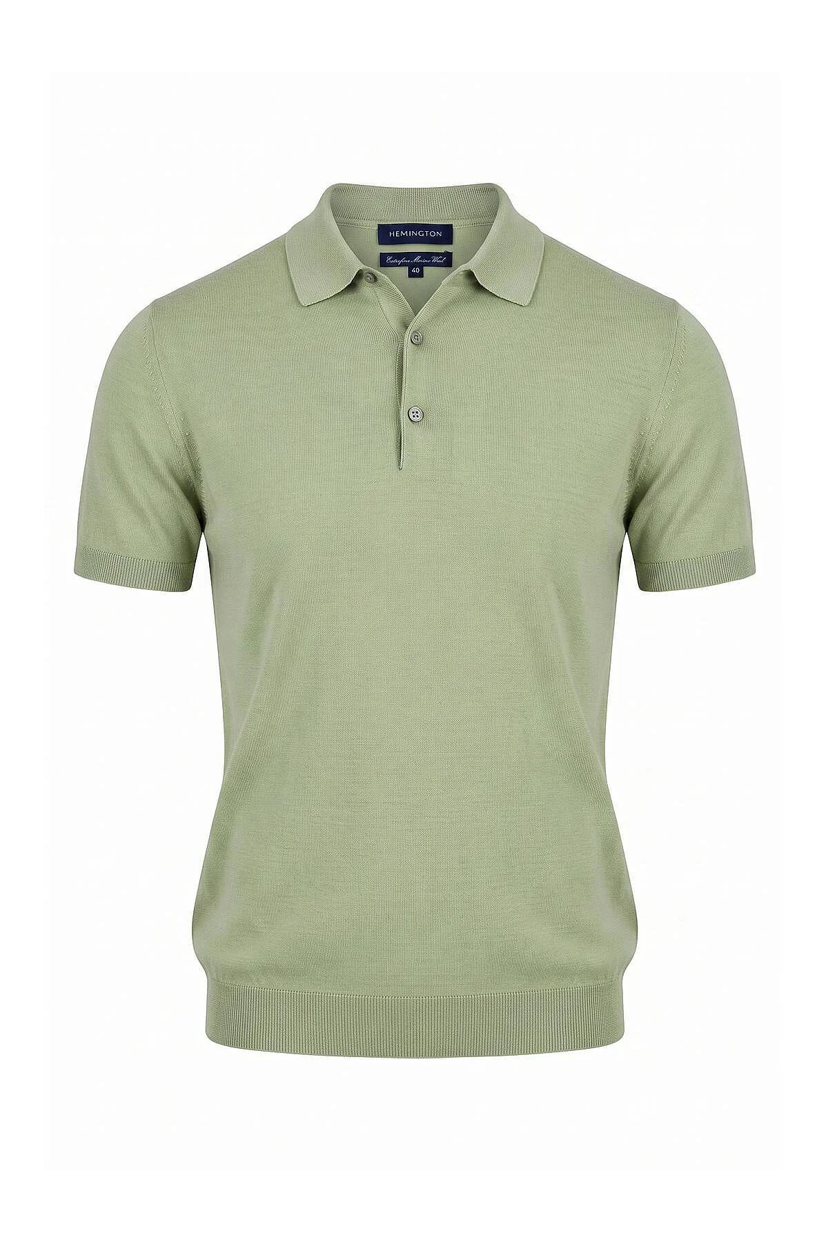 Hemington - Ultrafine Merino Yünü Açık Yeşil Triko Polo (6)