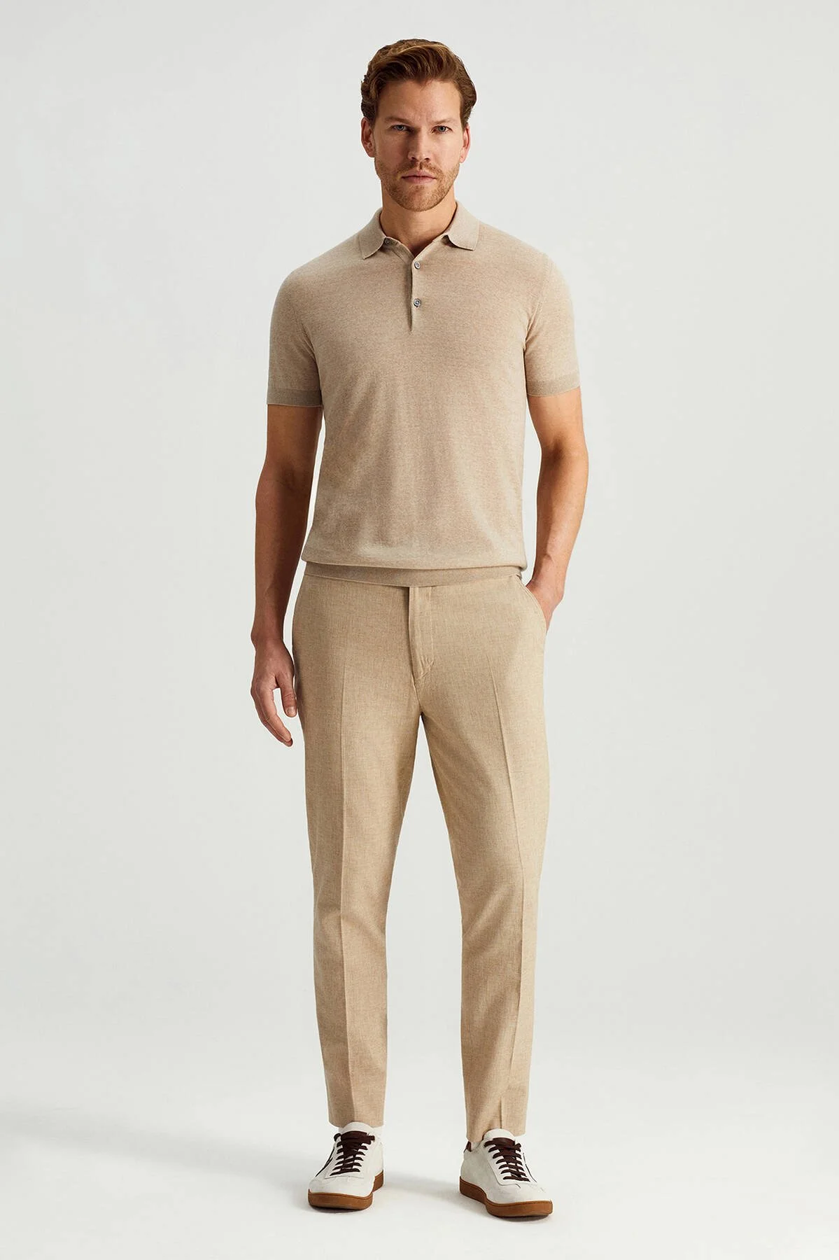Hemington - Ultrafine Merino Yünü Bej Triko Polo (2)