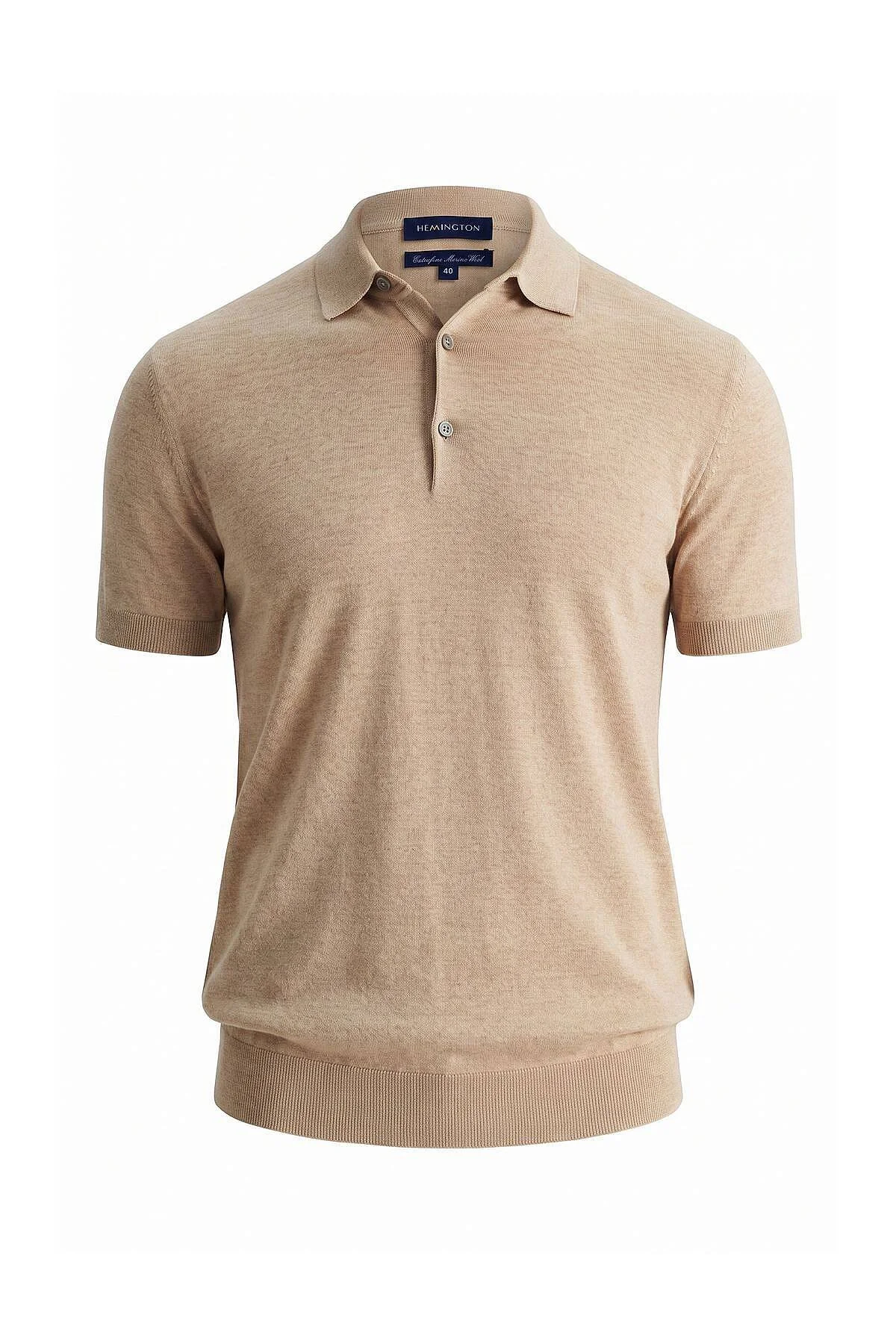 Hemington - Ultrafine Merino Yünü Bej Triko Polo (6)