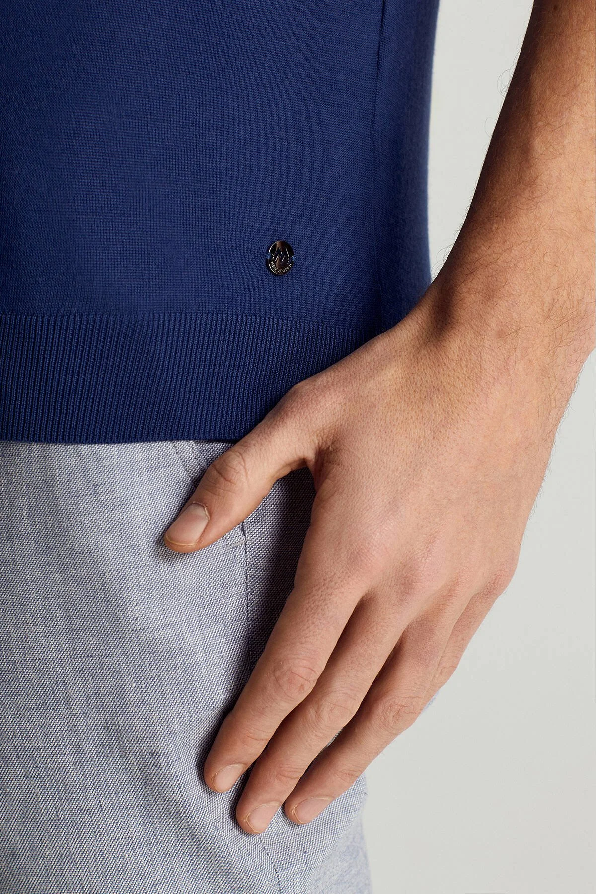 Hemington - Ultrafine Merino Yünü Mavi Triko Polo (4)