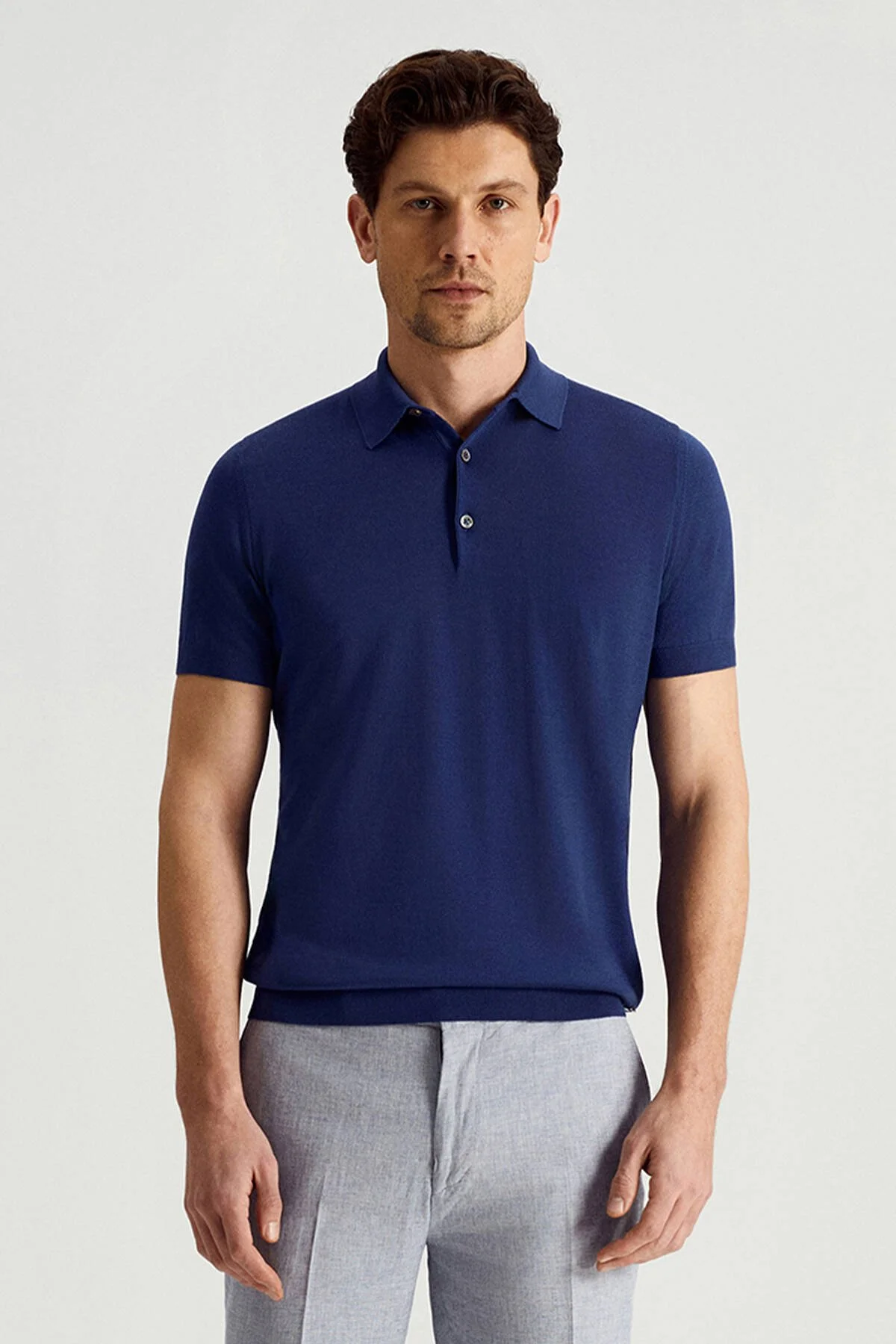 Hemington - Ultrafine Merino Yünü Mavi Triko Polo (1)