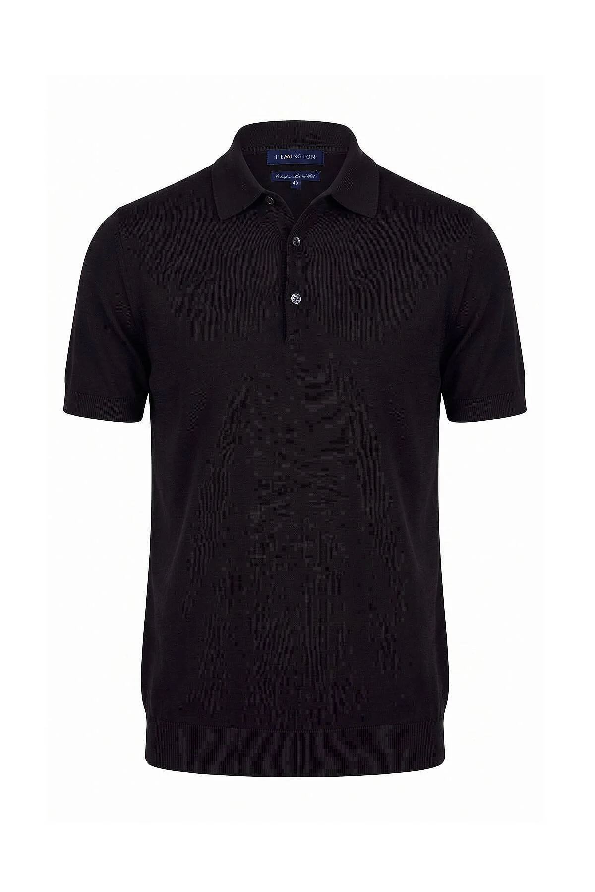 Hemington - Ultrafine Merino Yünü Siyah Triko Polo (6)