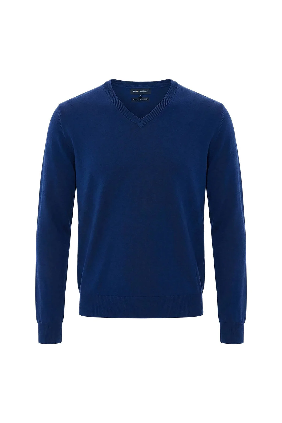 Hemington - Ultrafine Merino Yünü V Yaka Mavi Triko (5)