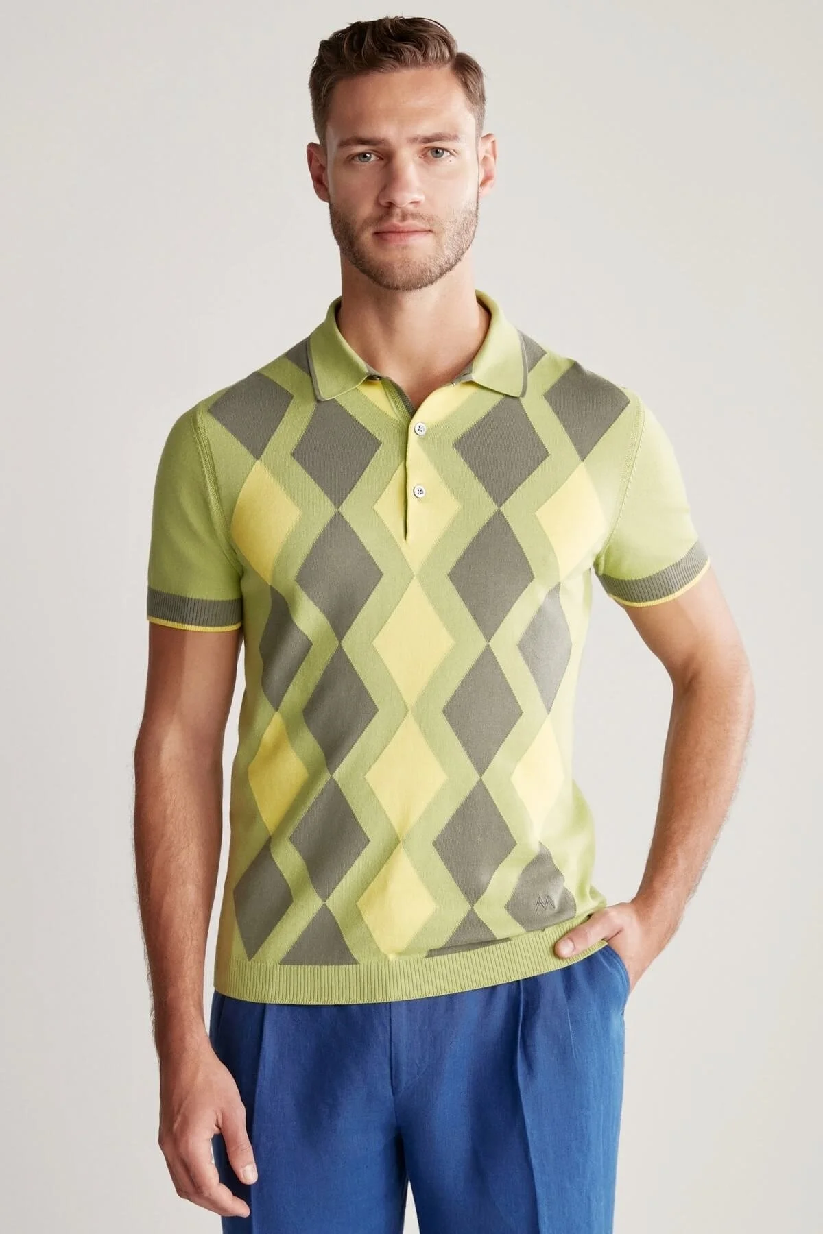 Hemington - Yeşil Haki Baklava Desen Triko Polo (1)