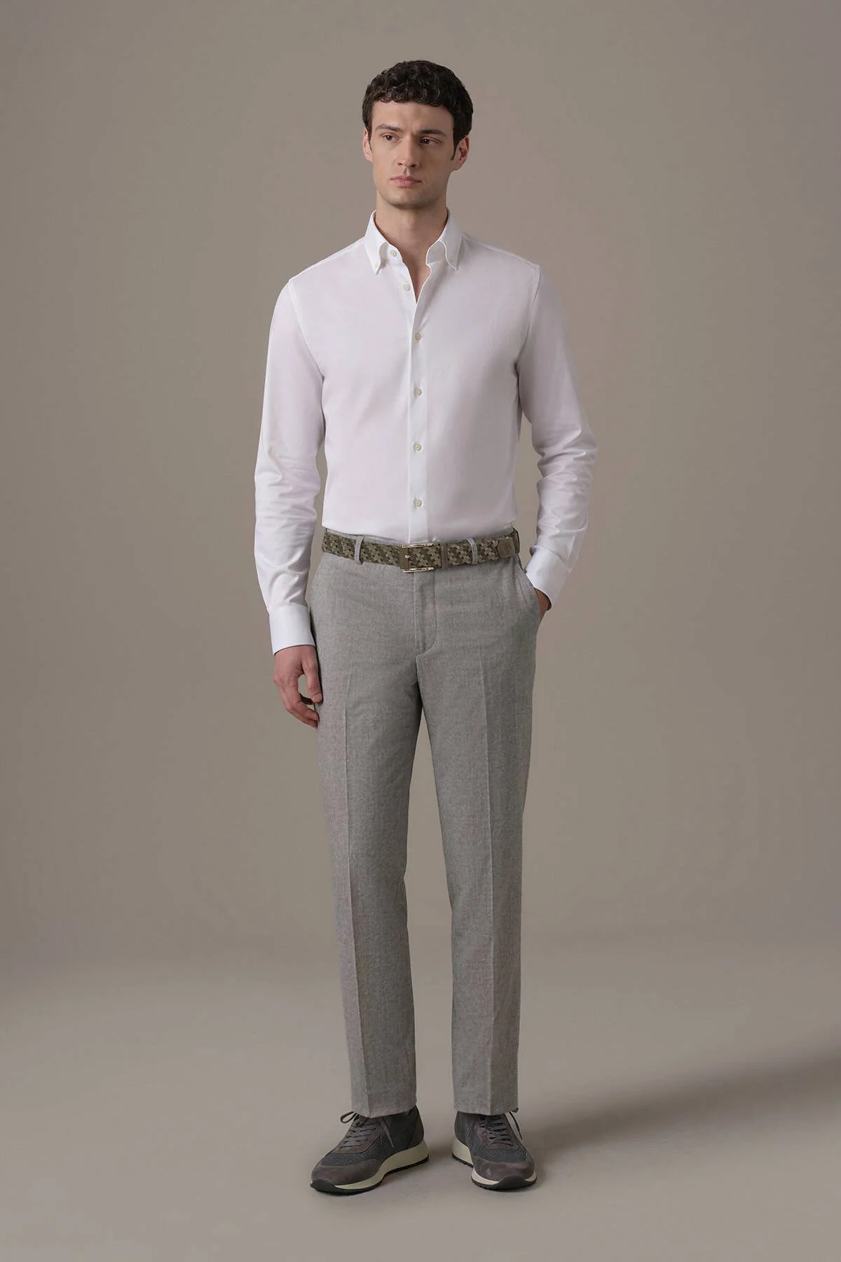 Hemington - Yün Kaşmir Açık Gri Flanel Pantolon (2)