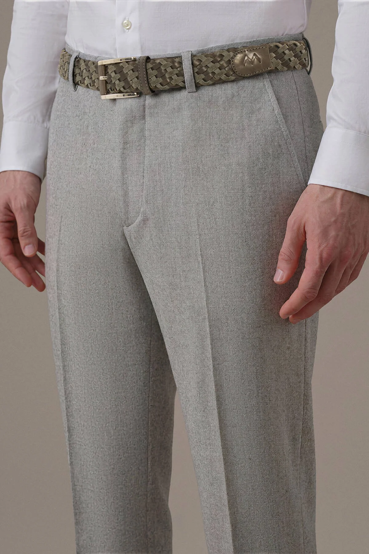 Hemington - Yün Kaşmir Açık Gri Flanel Pantolon (3)
