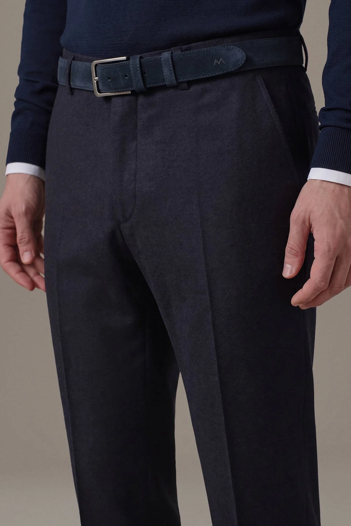 Hemington - Yün Kaşmir Koyu Lacivert Flanel Pantolon (3)