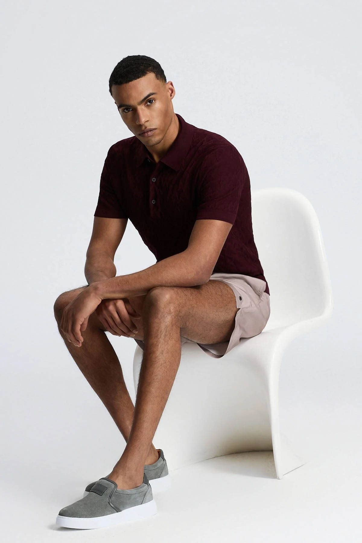 Hemington - Zigzag Desen Merserize Pamuk Bordo Triko Polo (1)