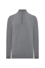 Hemington - Açık Gri Fermuarlı Merino Yün Activewear Triko