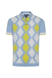 Hemington - Açık Mavi Baklava Desen Triko Polo Hemington - Açık Mavi Baklava Desen Triko Polo