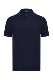 Hemington - Ajur Örgü Detaylı Saf Pamuk Lacivert Triko Polo Hemington - Ajur Örgü Detaylı Saf Pamuk Lacivert Triko Polo