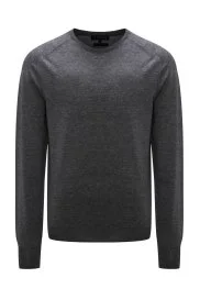 Hemington - Bisiklet Yaka Antrasit Merino Yün Triko