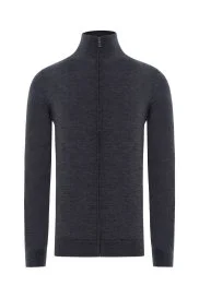 Hemington - Extrafine Merino Fermuarlı Antrasit Triko Hırka Hemington - Extrafine Merino Fermuarlı Antrasit Triko Hırka