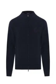 Hemington - Arma Detaylı Fermuarlı Lacivert Triko Spor Ceket